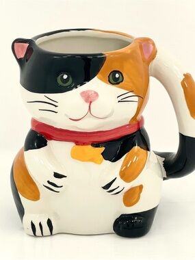 Pier 1 Imports Calico Cat Surprise' Novelty Mug White, Black & Orange